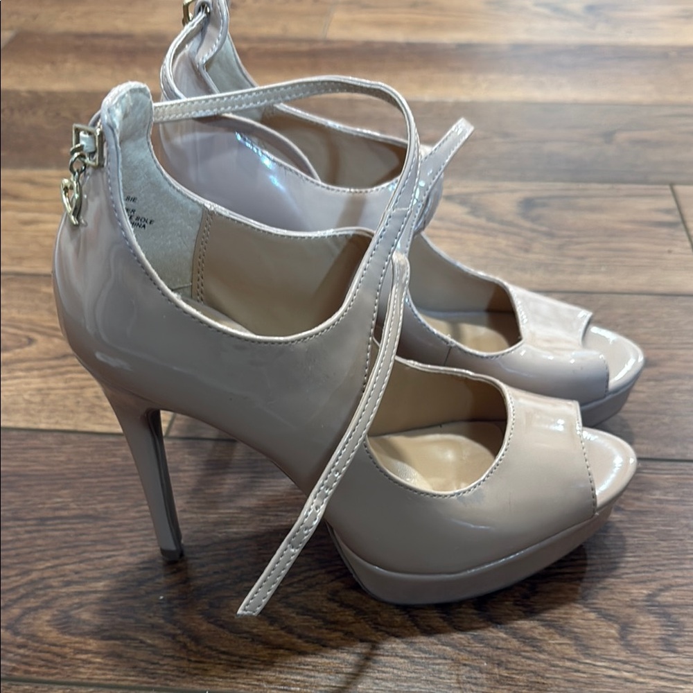 Elegant Beige Peep-Toe Heels